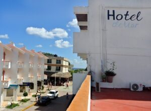 Terraza de nuestro hotel en Playa del Carmen